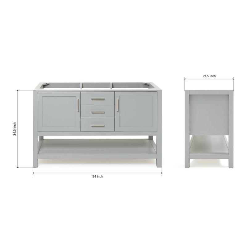 Bayhill 54'' W Single Bathroom Vanity Base, Gray