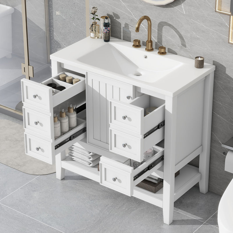 Meuble-lavabo simple 36 po avec comptoir Perrusquia, Blanc