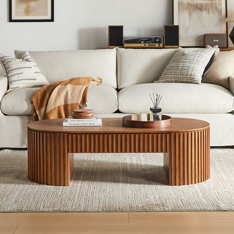 Table basse en MDF avec tiroir, Noyer