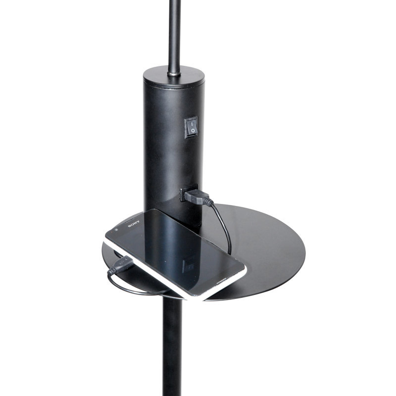 Electra 160cm Tray Table Floor Lamp with USB, Black