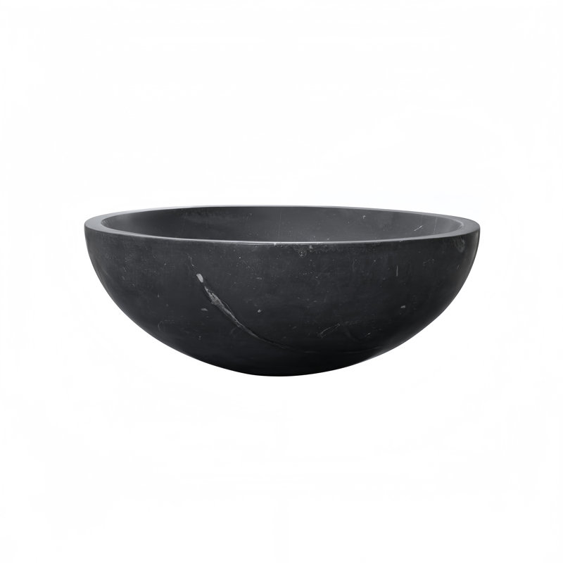 Lavabo de salle de bain vasque en marbre gris foncé 15,7 po