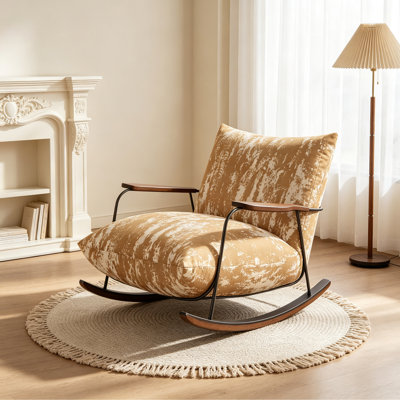 Simple Upholstered Suede Rocking Chair