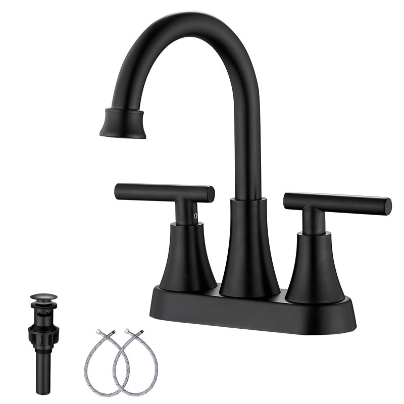 Centerset 2-handle Bathroom Faucet with Drain Assembly, Matte Black