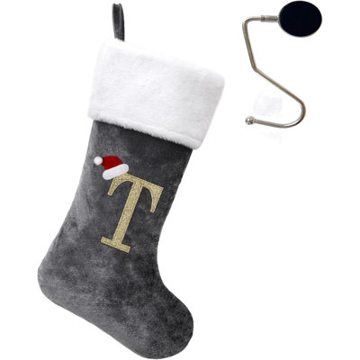 Bas de Noël monogrammés de 20 pouces avec lettres, bas de Noël super doux, bas de grand monogramme, bas de lettre rouge pour les Fêtes de Noël, cadeau de Noël…