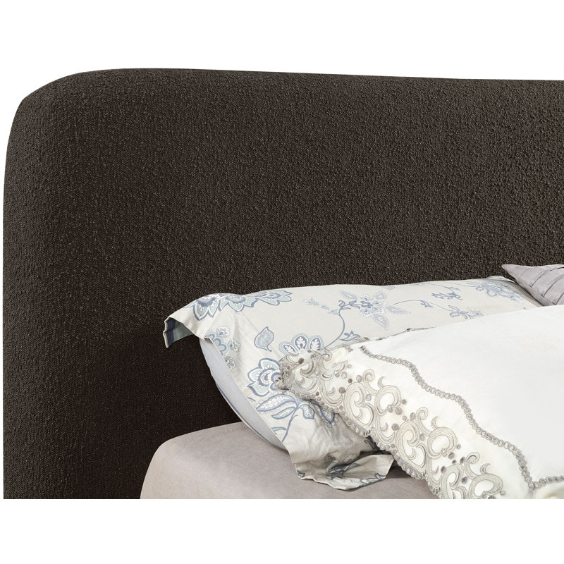Rigby Upholstered Platform Bed, King, Brown Boucle Fabric