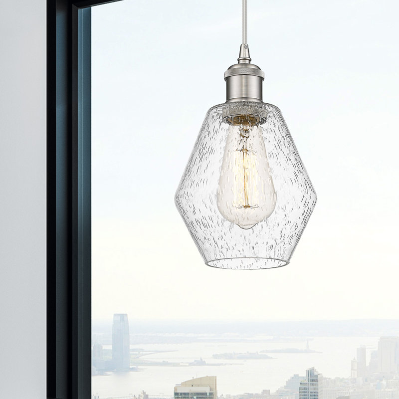 Luminaire suspendu simple à 1 lumière Gabbie, Argent/Gris