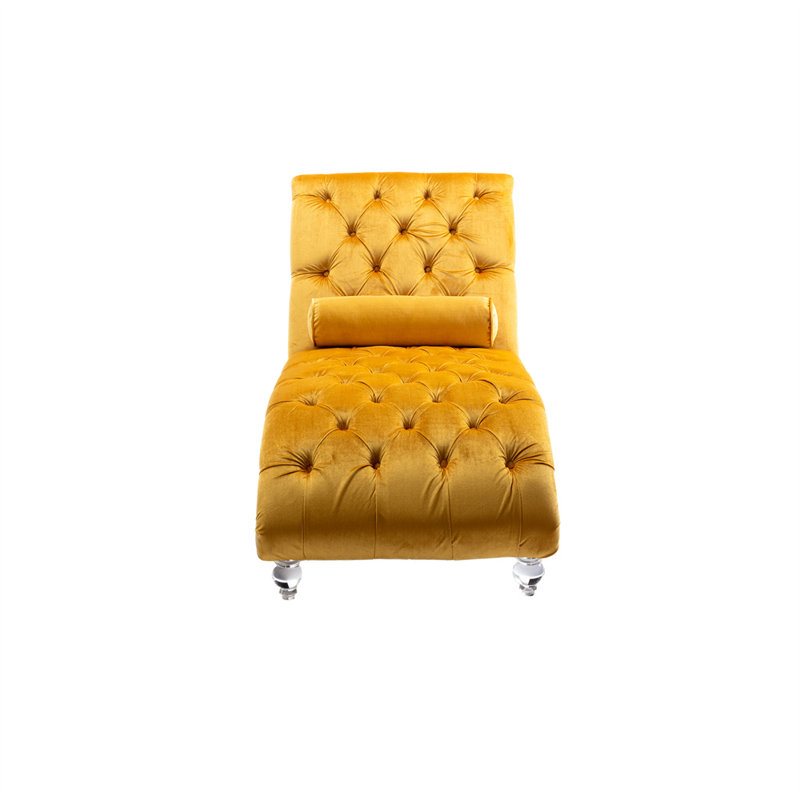 Chaise longue rembourrée Alexica, Moutarde
