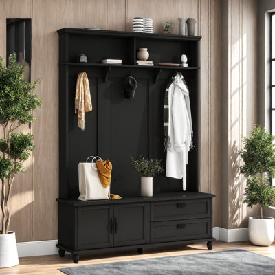 Hall Tree 59" Wide With Bench And Storage