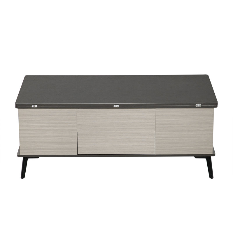 5 Pieces Lift Top Coffee Table Set With Storage Convertible Dining Table With Ottomans