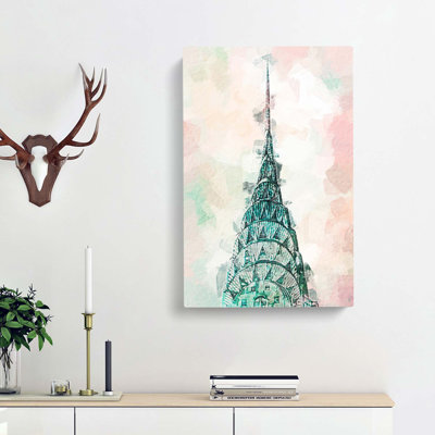 New York City Empire State Building In Abstract - Wrapped Canvas Painting