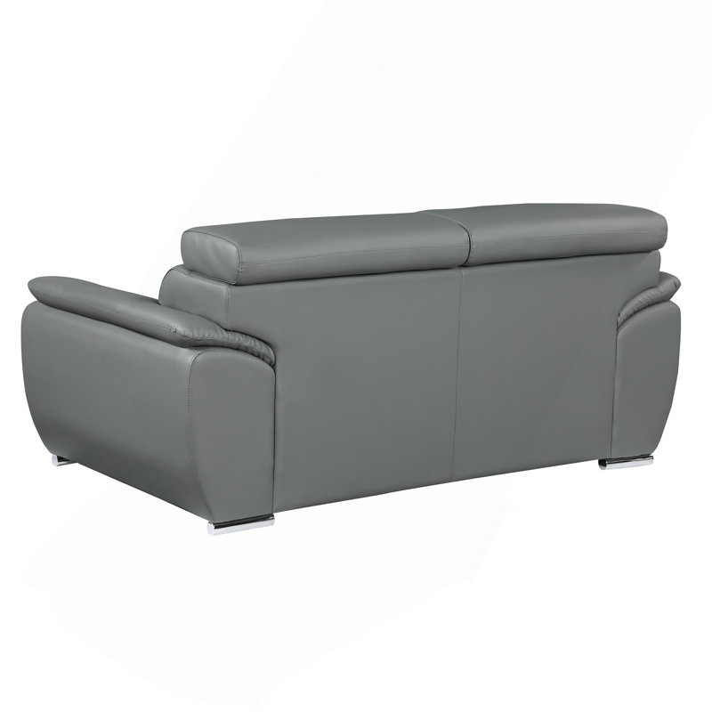 Causeuse en cuir véritable, Gris