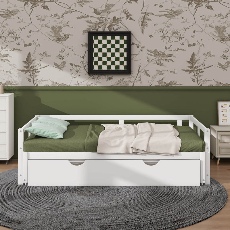 Twin Size Extending Daybed With Trundle, White