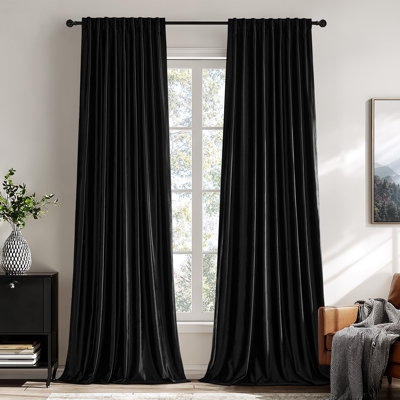 Rideaux occultants en velours de luxe pour la chambre à coucher, onglet à passe-tringle, obscurcissant 75% à 90% des rideaux isolants (ensemble de 2)