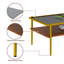 Table basse rectangulaire avec plateau en verre trempé gris et pieds dorés, table moderne pour le salon-329430550