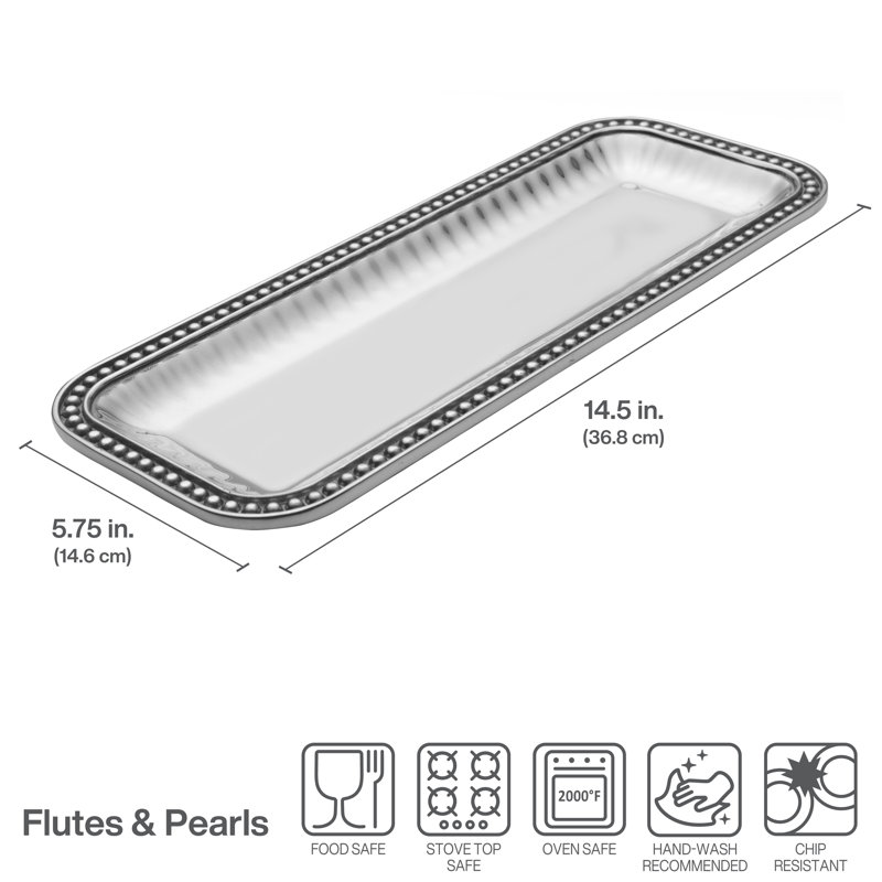 Wilton Armetale Flutes & Pearls Small Rectangular Tray