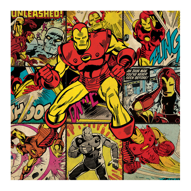 Iron Man Squares Graphic Art Print on Canvas, 85cm H x 85cm W x 3.8cm D