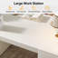 Bureau d'ordinateur 62 "blanc pour bureau à domicile, bureau de direction moderne avec tablettes de rangement