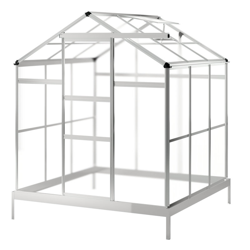 Arton 6 Ft W x 6 Ft D Greenhouse, Silver