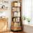 360° Rotating 5-Tier Wheeled Bookshelf – Space-Saving Narrow Corner Organizer, Wood Display Bookcase for Bedroom/Living Room/Study-1561791033-1561791029