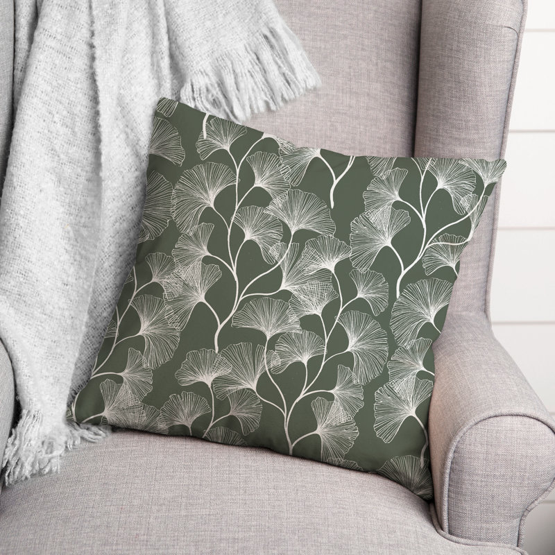 Floral Outdoor Reversible Throw Pillow, 18" H x 18" W, Sage