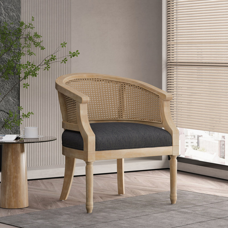 Fauteuil d'appoint à structure en bois d'hévéa, Gris anthracite