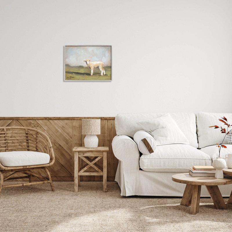 Bébé agneau, art de giclée de terre ferme par Sara Baker, H 16 po x l 20 po x P 1,5 po, Estampe numérique Farmhouse