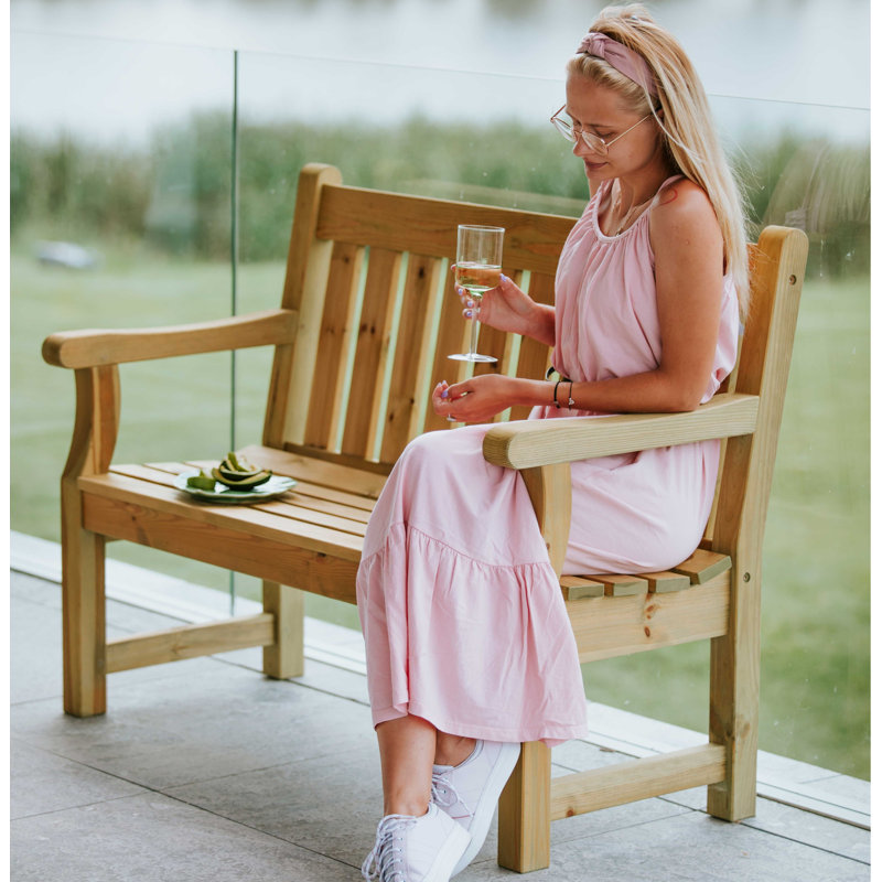 Ummiye Solid Wood Pine Outdoor Bench, Pine