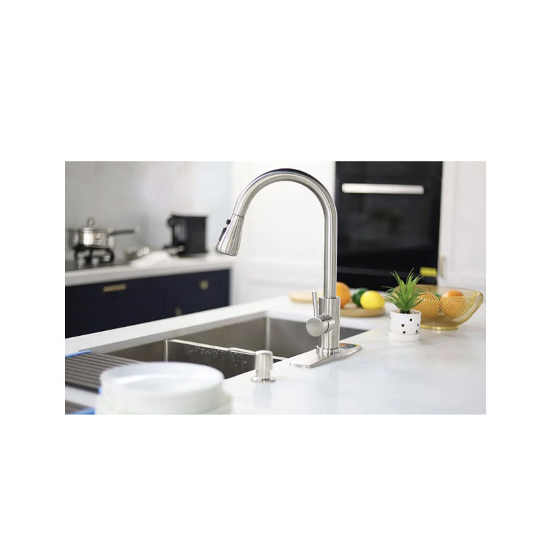 Robinet de cuisine A | M Aquae 304 en acier inoxydable noir mat et noir, Argent