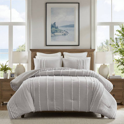 Ensemble d'édredon en fil de coton 3 pièces avec détails jacquard