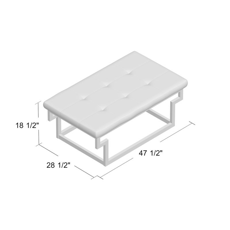 Banc en similicuir Rihanna, Noir, Grand