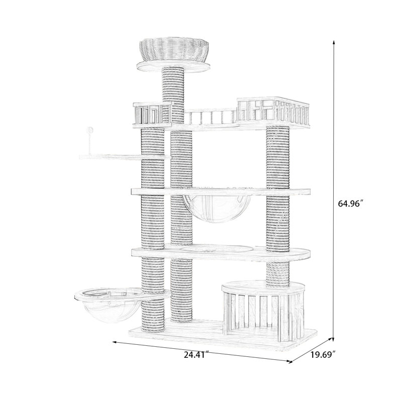 6 Tiers Cat Tree with Condons,Perch,Scratching Posts