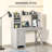 Farmhouse Computer Desk With Hutch And Cabinet, Home Office Desk With Storage, For Study, Light Grey-650415955