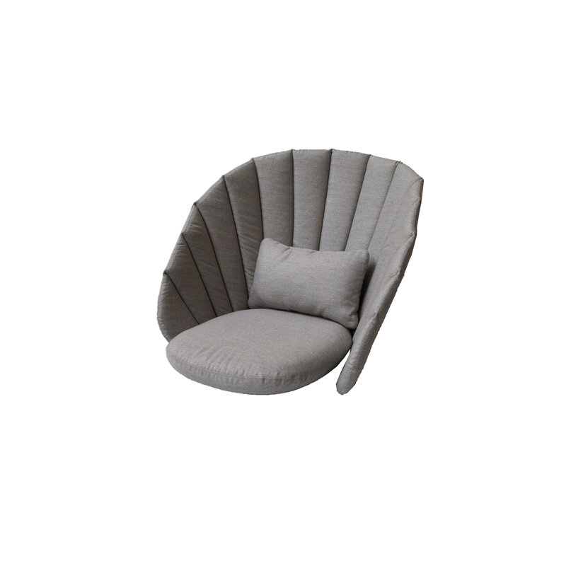 Peacock Papasan Chair with Teak Legs, Dark Gray, Taupe