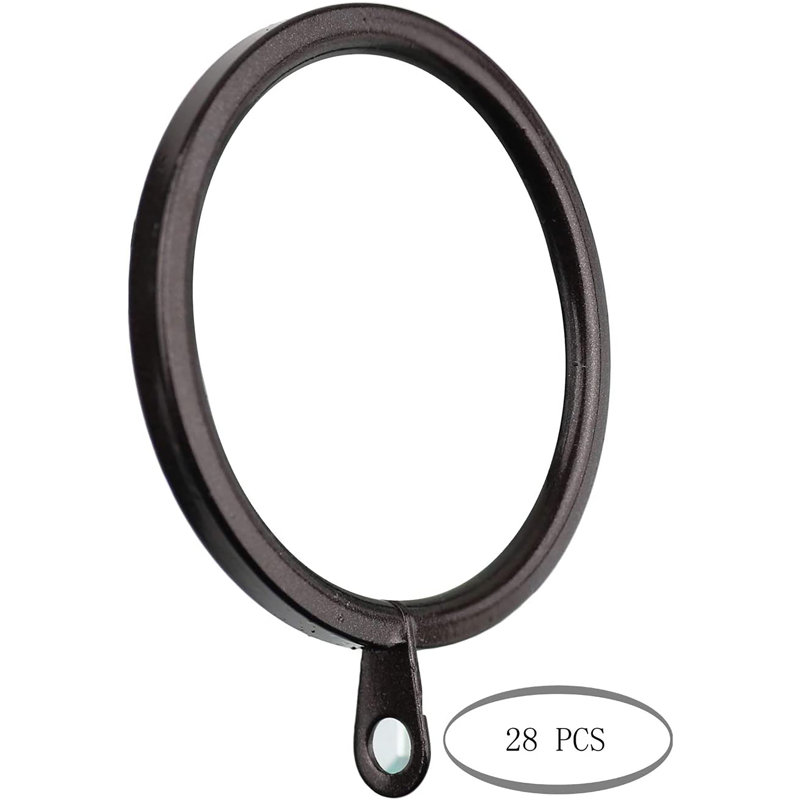 Anneaux de rideau plats en métal 28 pouces avec œillets Meriville, Bronze frotté à l'huile, 1.5"