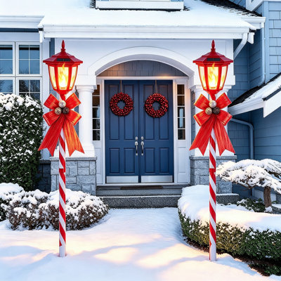 Paquet de 2 lumières de sentier à flamme solaire, décoration de Noël pour l'extérieur