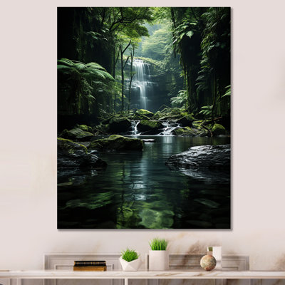 Waterfall Hidden Oasis Forest II - Waterfall Wall Art