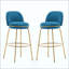 Ensemble de 2 tabourets de bar d'intérieur revêtus de métal, structure finie et revêtement-386637165