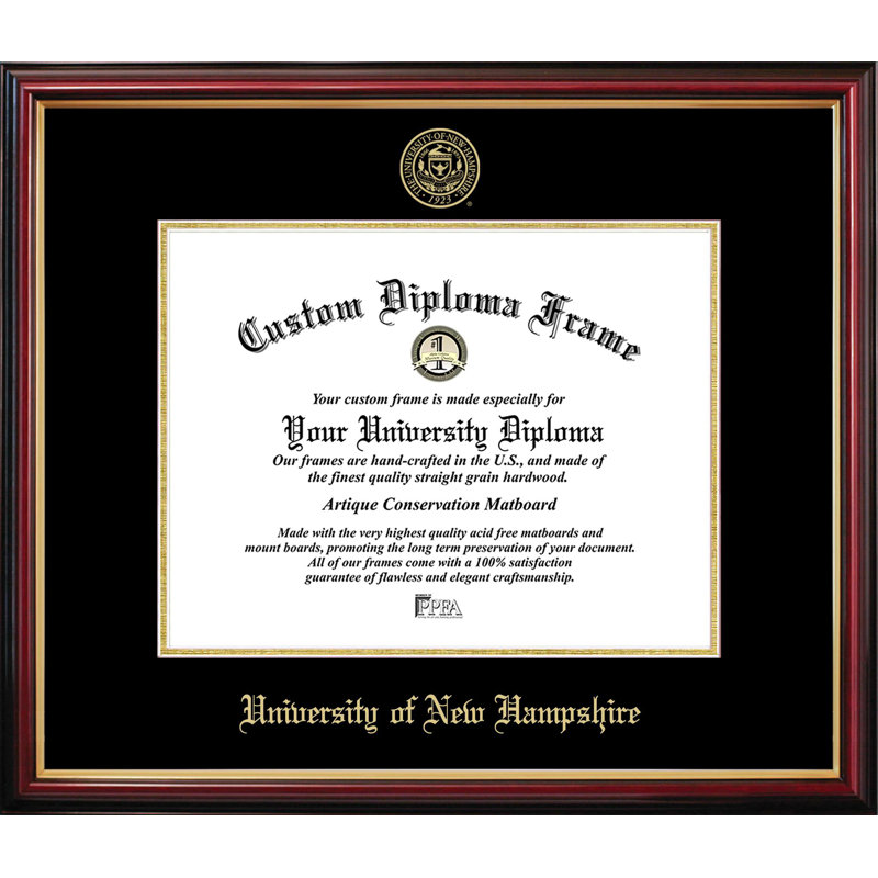 Cadre de petit diplôme de l'Université du New Hampshire, L 10 po x H 8 po, NCAA New Hampshire