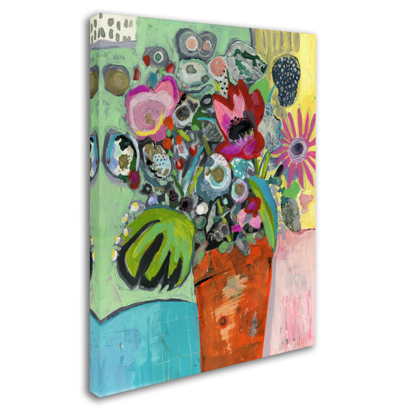 Vibrant Floral Print on Canvas with Framed Gallery Wrap