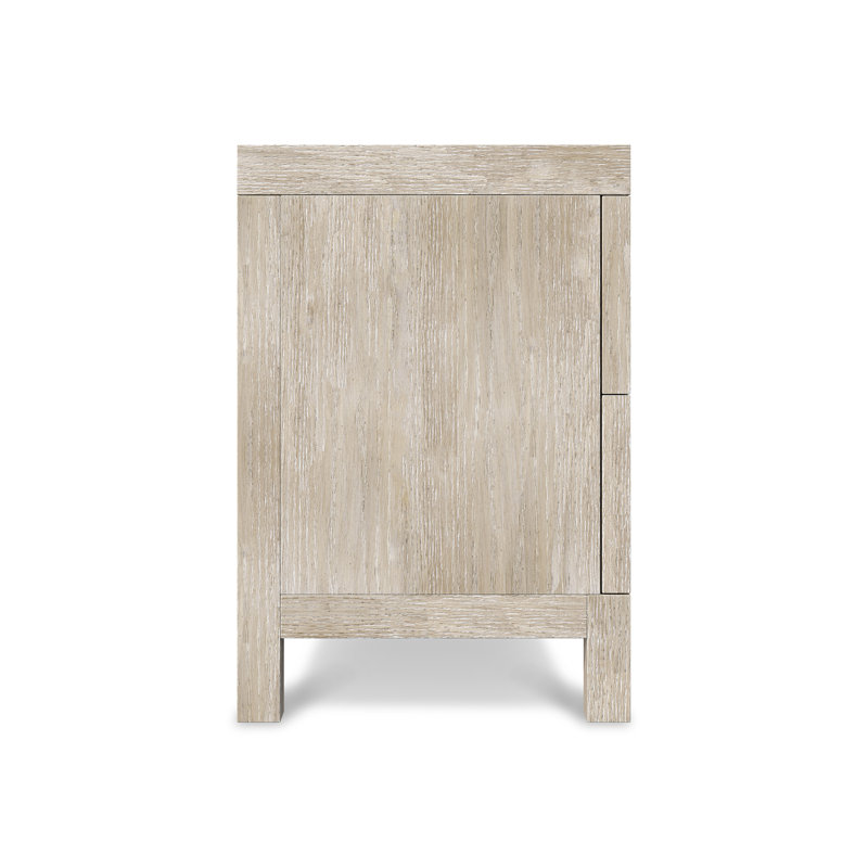 Beige Transitional 2-Drawer Nightstand with Geometric Design