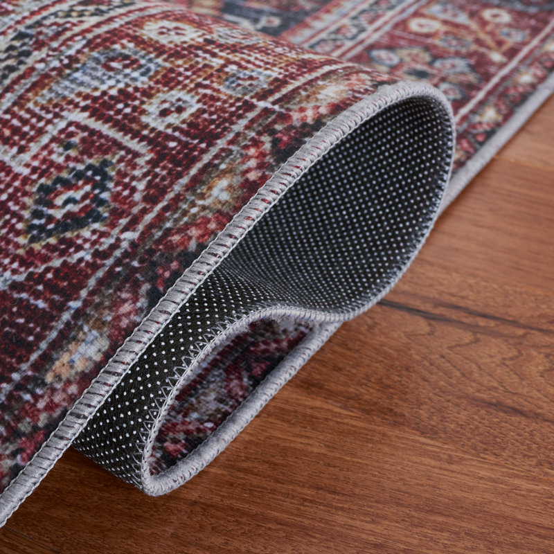 Adream Oriental Dark Green/Rust Area Rug, Rectangle 4' x 6'