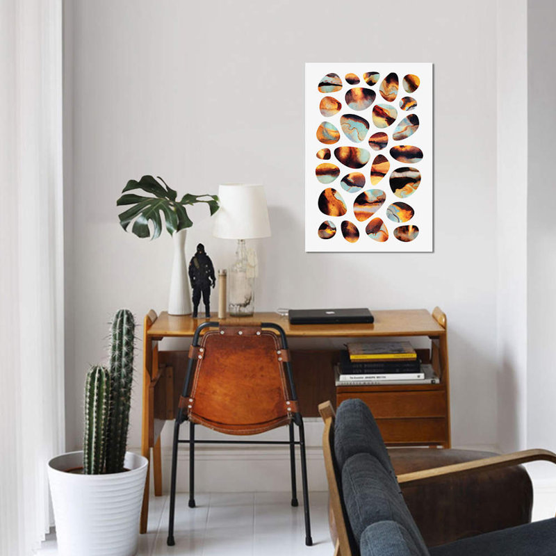 « flamboyanty pebbles », impression sur toile, H 18 po x l 12 po x P 1,5 po, Toile tendue, Pas de tapis