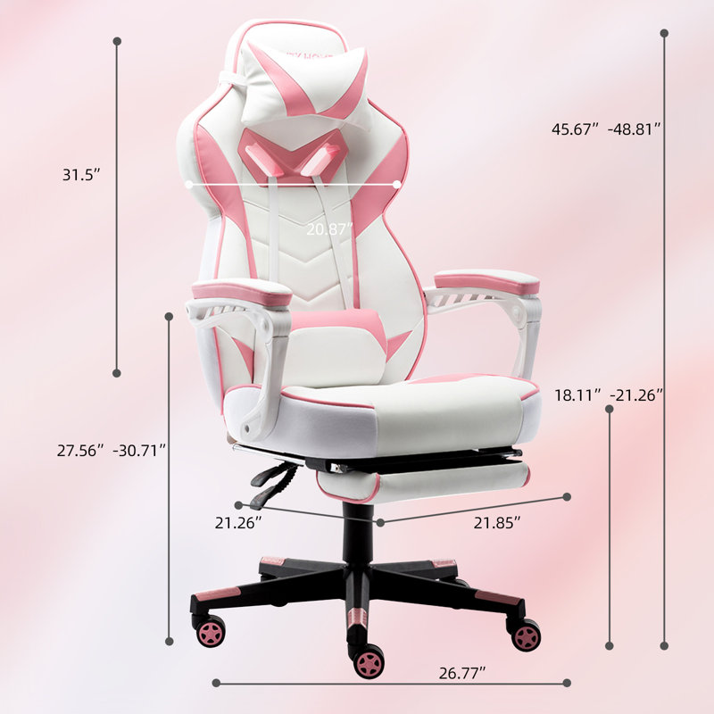 KINWELL Adjustable Padded Armrests and Reclining PC & Racing Game Chair