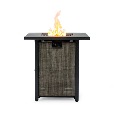 28" Propane Gas Fire Pit Table, 50000 BTU Square Steel Fire Pit  For Outside Patio Deck Garden Courtyard -Black