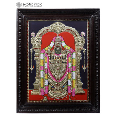Tirupati Balaji (Venkateshvara) | 24 Karat Gold Work | Framed Tanjore Painting