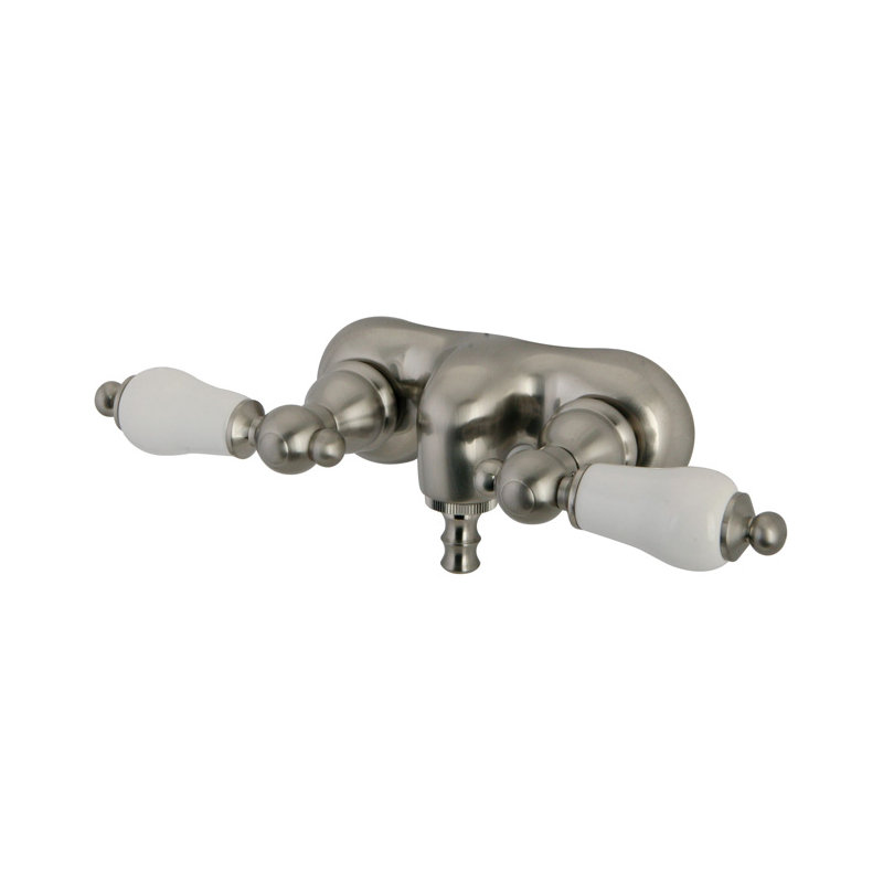 Hot Springs Double Handle Wall Mounted Clawfoot Tub Faucet, Polished Brass