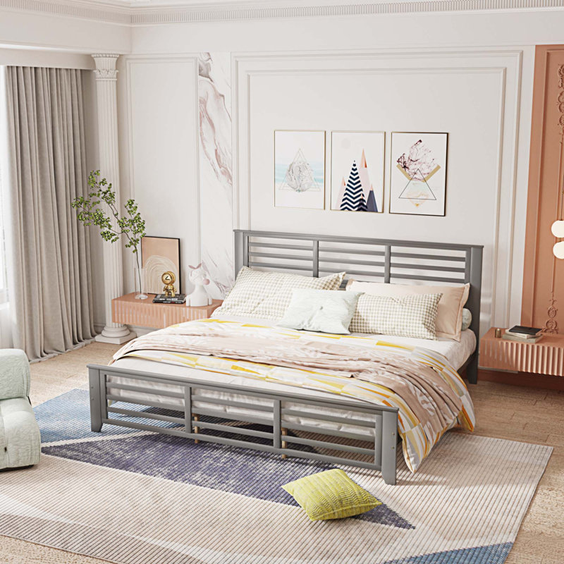 Lit plateforme très grand, gris
