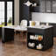 82.7 Inch Kitchen Island With Extendable Dining Table For 4-6 Person,Two-Tone Kitchen Table With Double-Sized Storage, Power Outlet, Kitchen Island With Storage 2 Drawers 2 Side Open Shelves-70780206