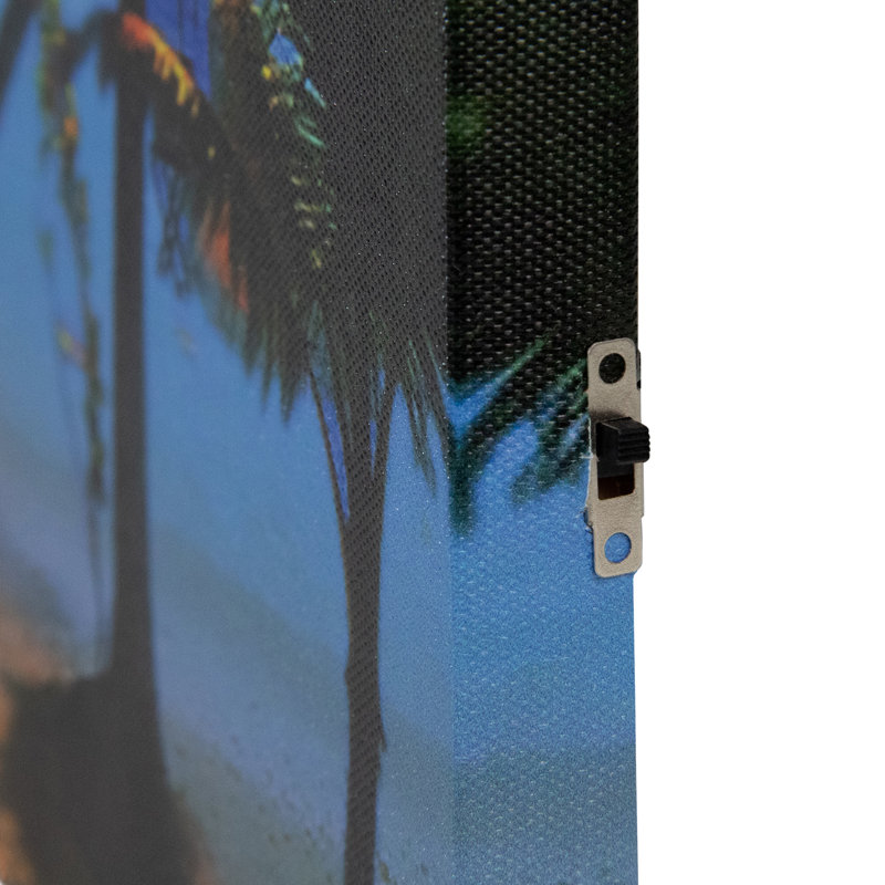 LED Lighted Tropical Island Sunset Canvas Wall Art
