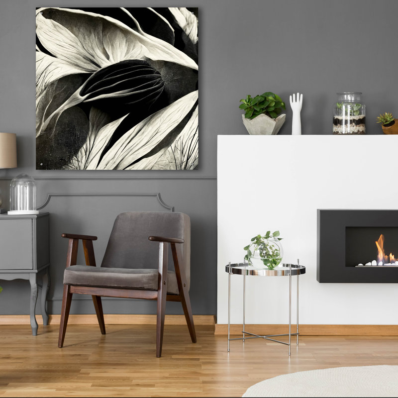 «Flowers Black White 2» par Ray Heere, H 36 po x l 36 po x P 0,2 po